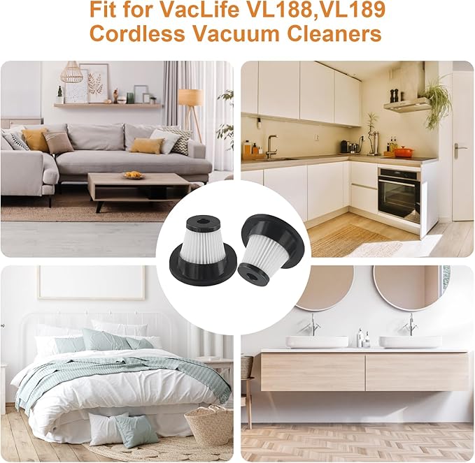 2Pack Cordless Handheld Vacuum Filter, Compatible With VL188, VL189 Vacuum Cleaner Filter Replacement,Washable Vacuum Cleaner Accessories Parts