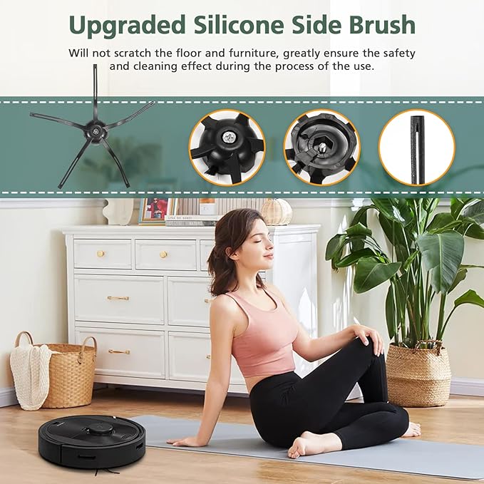 isinlive Q5 Replacement Accessories Kit Compatible with Roborock Q5 Q5+ Q5 Plus Vacuum Cleaner, 1 Main Brush, 4 Hepa Filters, 4 Side Brushes, 1 Cleaning Brush, 1 Screwdriver