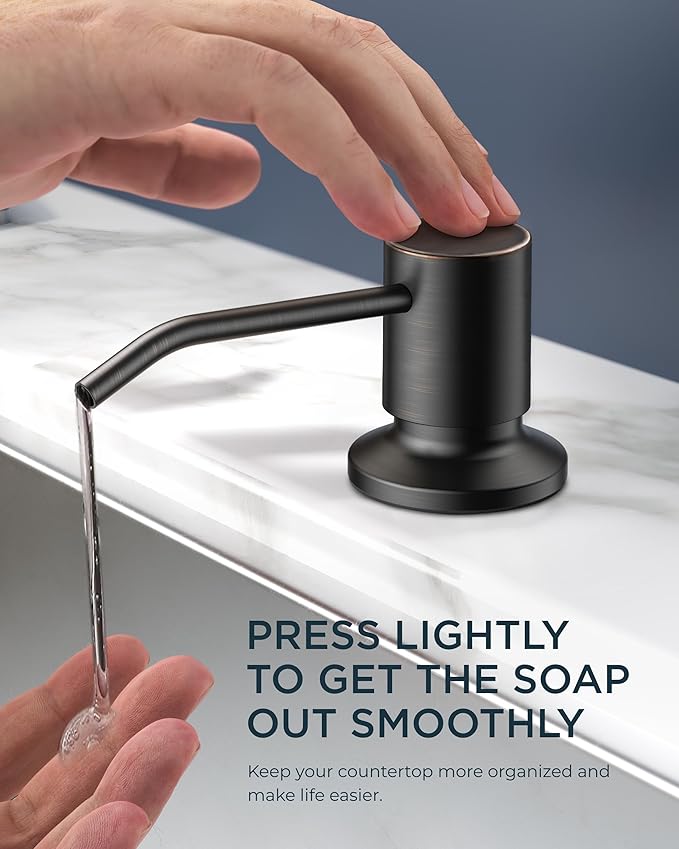 FORIOUS Kitchen Faucet with Soap Dispenser and Pull Down Sprayer, Bar High Arc Single Handle Classic 3 Modes Stainless Steel Faucet for Kitchen Sink Farmhouse RV Laundry Camper, Oil Rubbed Bronze