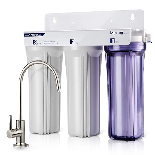 iSpring US31 Classic 3-Stage Under Sink Water Filtration System & F6CTO Prefilters for US31 and Standard Reverse Osmosis RO Water Filter Systems 1-Year Replacement Supply Filter Cartridge Pack Set