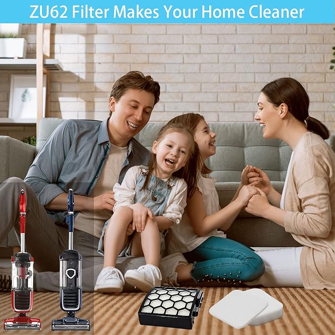 for Shark ZU62 ZU60 Navigator Zero-M Self-Cleaning Brushroll Pet Pro Upright Vacuum Replacement Filter Compare ZU62C NV150 NV151 NV251 NV255 Part 1238FT60 1239FT60,2 Filter 6 Foam 6 Felt Kit
