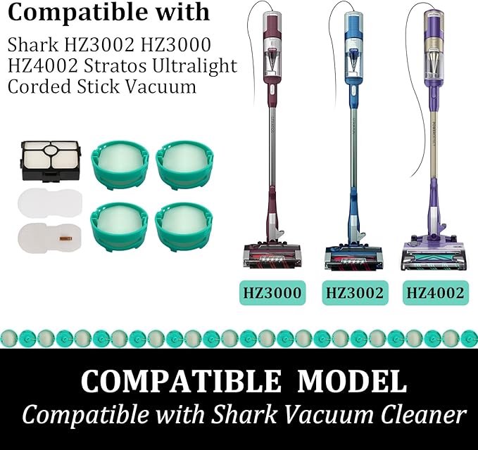 HZ4002 Filter Replacement and Odor Neutralizer Cartridge Kit for Shark HZ3002 HZ3000 HZ4001AMZ HZ4002 Stratos Ultralight Corded Stick Vacuum, Replace Parts XFFKHZ3000 XHFHZ3000 1541FC3000