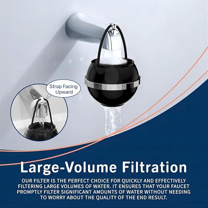 Bath Filter for Tub - Kinder Water Filter for Bathtub, Hard Water Softener to Remove Lead,Chlorine and Fluoride, Improve Skin, Hair and Nails Condition,Matte Black