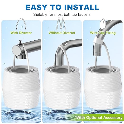 Bath Filter Cartridge for Tub - KDF-55 Bath Water Filter Cartridge for Tub Faucet, Removes Most Chlorine, Lead, Fluoride and Heavy Metals | Hard Water Softener, Improves Skin, Hair and Nails