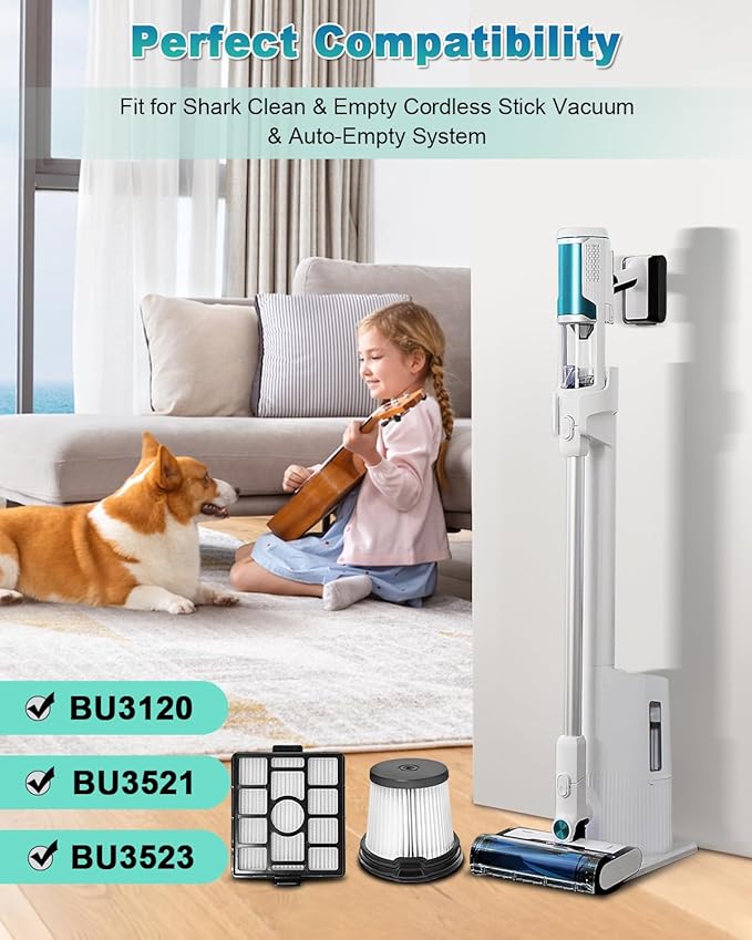 BU3523 BU3521 BU3120 HEPA Filter Replacement Compatible with Shark BU3521 Clean Lightweight Cordless Stick Cleaner, Shark BU3523 Clean and Empty Cordless Stick Vacuum, Auto Empty System (1 Pack)