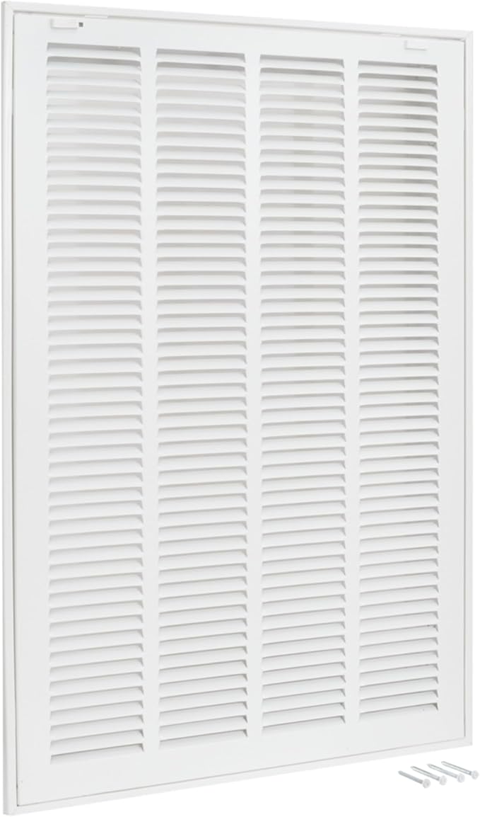 EZ-FLO 16 x 25 Inch (Duct Opening) Return Air Vent Cover for Wall or Ceiling, Solid Steel Return Air Filter Grille, HVAC Vent Cover, White, 61671