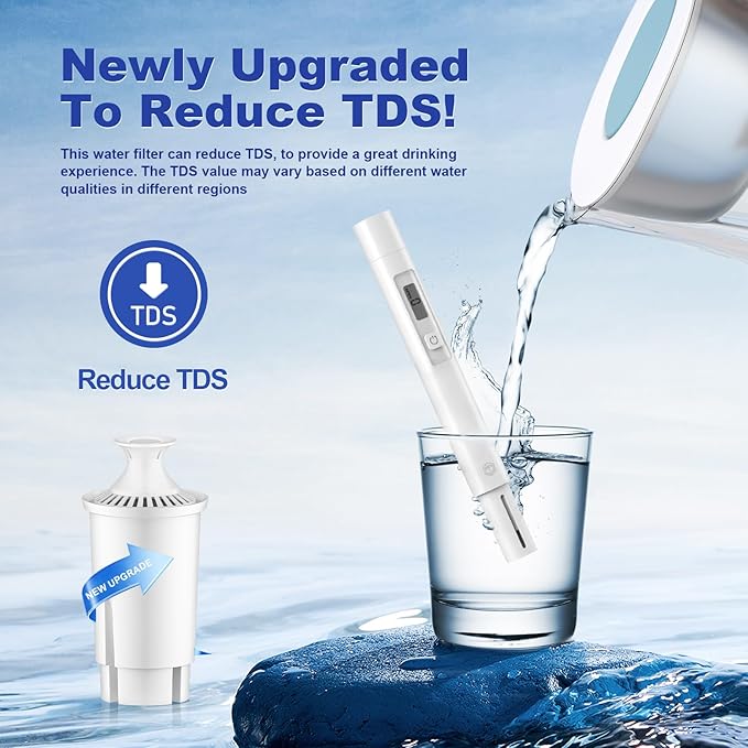 Water Filter Replacement Compatible with Brita Water Filter, Pitchers, Classic, OB03, Mavea,10700, 35557, Pitcher Water Filter by BREAUILL, New Upgraded Reduce TDS, Chlorine (3PCS)