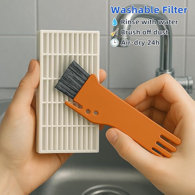 Replacement Parts Kit for Kyvol Cybovac E20, E30, E31 Robot Vacuum Accessories, 2 Main Brush, 6 Side Brush, 6 Hepa Filter, 1 Cleaning Tools (15PCS)