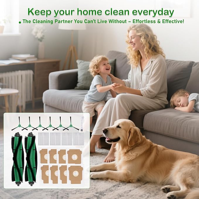 21 Pack Replacement Parts for iRobot Roomba 104,105 Vac/Combo, Q0520 105 Essential Vacuum Accessory Kit - Includes 2 Roller Brushes, 4 HEPA Filters, 8 Dust Bags, 6 Side Brushes, 1 Cleaning Tool