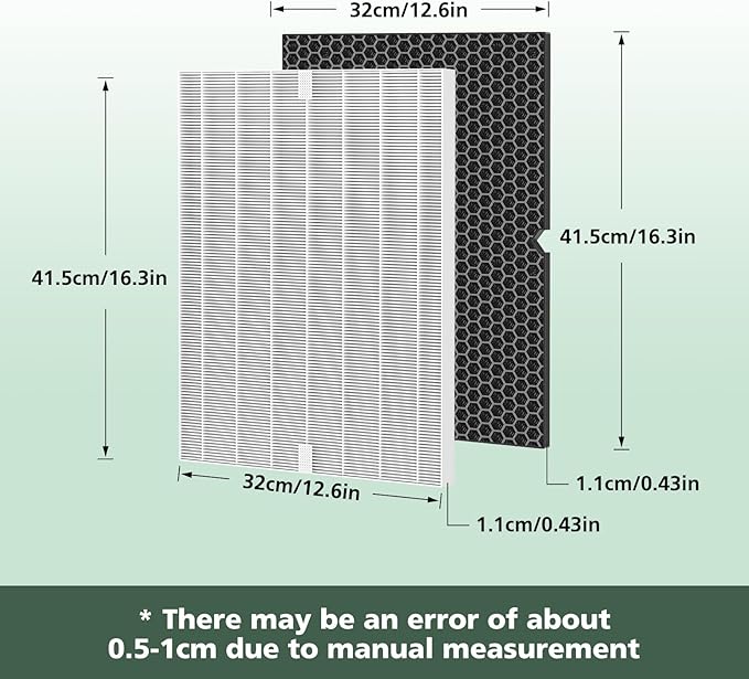 116130 Filter H Replacement Compatible with Winix 5500-2 5520 AM80 Plasmawave Air Purifier, 2 Pack Filters & 2 Pack Activated Carbon Filters Combo Pack