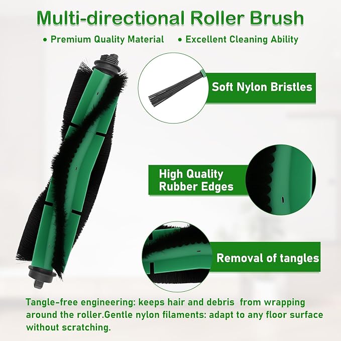 Y0140 Replacement Parts Accessories Compatible with iRobot Roomba 104/105 Combo, Y0110, Y0112, Roomba Essential Vac 2 Q0520, Q0120, 2 Roller Brush, 6 Hepa Filters, 8 Side Brush, 1 Cleaning Brushes