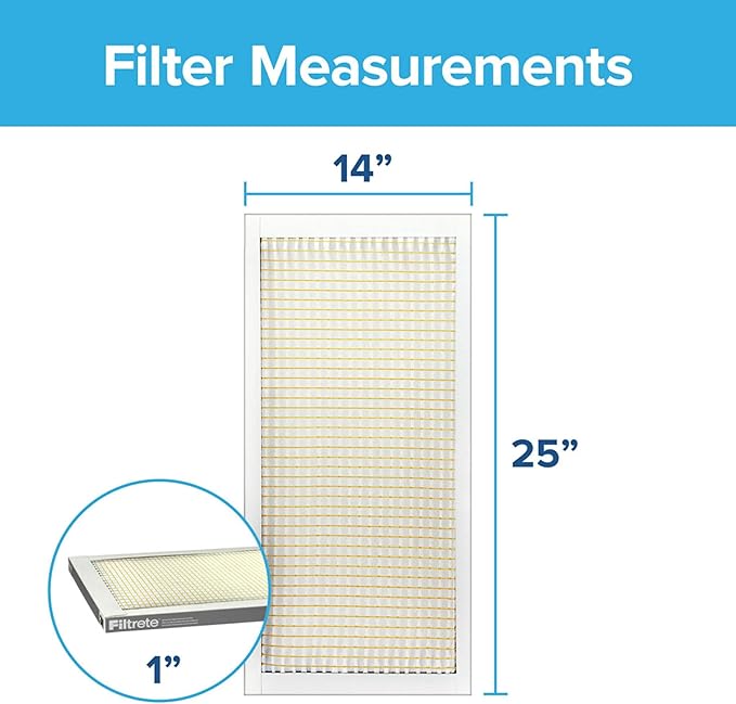 Filtrete 14x25x1 Air Filter MERV 5, 6-Pack AC Furnace Filters for Home HVAC, MPR 300 Basic Dust Defense, Removes Lint & Household Dust, 3-Month Pleated Electrostatic (Actual Size 13.81x24.81x0.81 in)