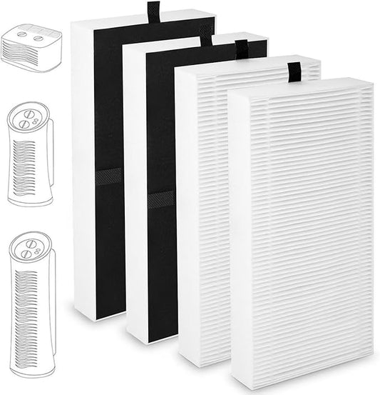 HEPA Air Purifier Replacement Filter for Febreze FRF102B, for Honeywell HHT270, HHT290 Series U Filter with Odor Reducing Pre Filter, Removes Smells and 99.7% of Dust Particles (4 Pack)