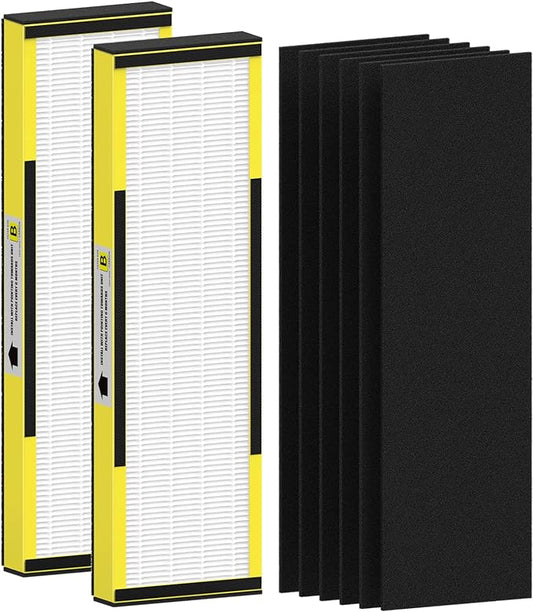 2 Packs FLT4825 HEPA Replacement Filter B Compatible with AC4825 AC4825E AC4300 AC4800 AC4900 AC4850, 2 True HEPA Filters & 6 Activated Carbon Pre-Filters