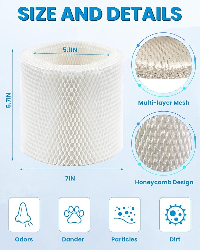 HC-888 HC-888N Humidifier Wicking Filter C Replacement, Compatible with Honeywell HCM-890 HEV-320 Series, Duracraft DCM-200 DH-890, Walgreens 890-WGN,Cool Mist Humidifier Filters