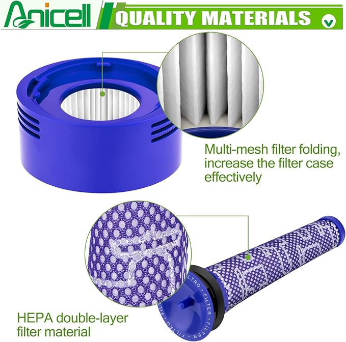 V8 V7 Filter Replacement for Dyso.n V8 Animal V8 Absolute V8 Motorhead SV10 V7 Animal Cordless Stick Vacuum Cleaner, 4 HEPA Post Filters+4 Pre Filters, Parts # 967478-01 & 965661-01