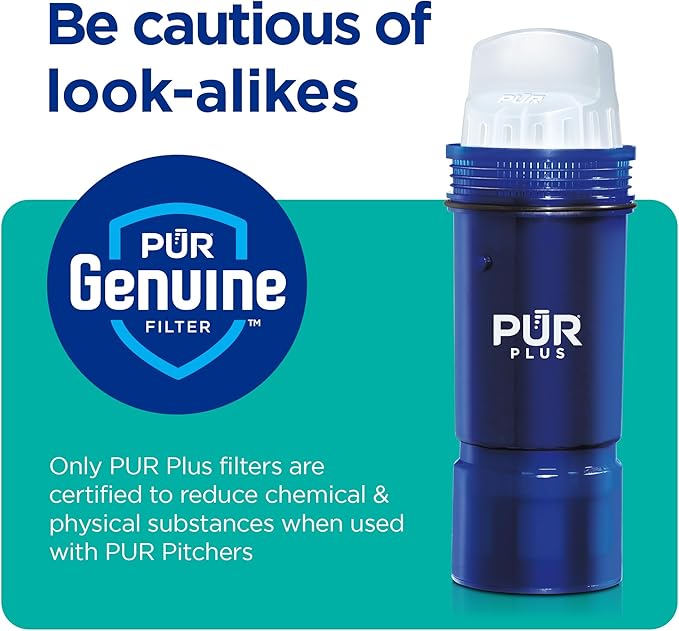 PUR Plus Lead Reducing Water Pitcher and Dispenser Replacement Filter, 1-Pack, NSF & WQA Certified - Compatible with All PUR Pitchers and Dispensers, Blue, PPF951K1