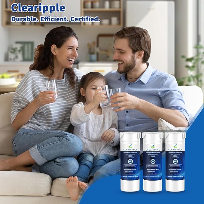 XWF (Not XWFE, NO Chips) Refrigerator Water Filter 3 Pack, Compatible with GE XWF, GBE21, GDE21, GDE25, GFE24, NSF Certified, 6-Month/300-Gallon Capacity, Lead & Chlorine Reduction
