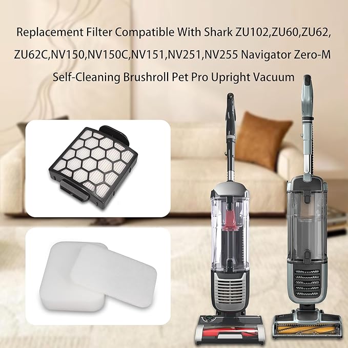 Replacement Filter Compatible with Shark ZU51 NV250 ZU60 ZU62 ZU102 ZU55 NV150 NV151 ZU62C NV255 Navigator Swivel Pro Complete Upright Vacuum
