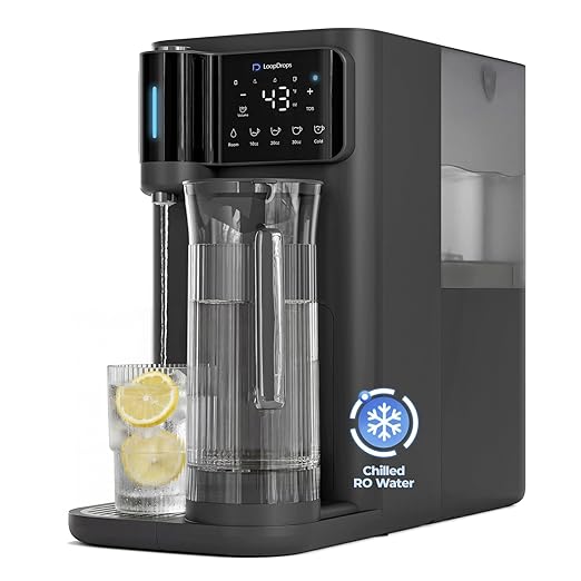 Countertop Reverse Osmosis System, 6-Stage RO Water Filter with 43℉ Chilled Water, Self-Cleaning Dual Water Path, Mineralization & TDS Monitoring, Portable Purifier for Home Office