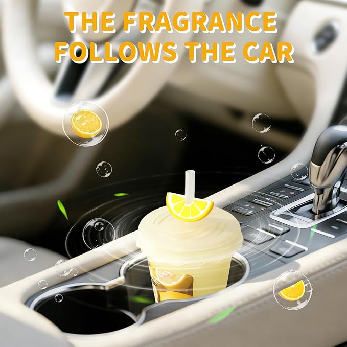 Diffusers for Home Lemon Scent 2 Pack, Bathroom Diffuser Cute Fruit Cup Shape for Office, Air Freshener Diffuser Gel Leak-Proof Car & Room, Bathroom Scent Diffuser Gift for Friends and Family