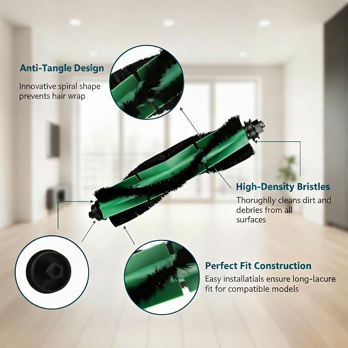 Replacement Parts Accessories for iRobot Roomba Combo Essential Vac 2 Q0520 1 Main Brush Rollers, 4 Hepa Filters, 4 Side Brushes, 4 Dust Bags,1 Brush Cleaning Tool