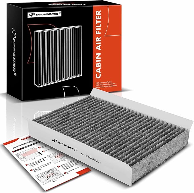 A-Premium Cabin Air Filter with Activated Carbon Compatible with Jeep, Dodge & Fiat Models - Compass 2017-2022, Renegade 2015-2023, Hornet 2023, 500L 2014-2020, 500X 2016-2023 - Behind Glove Box