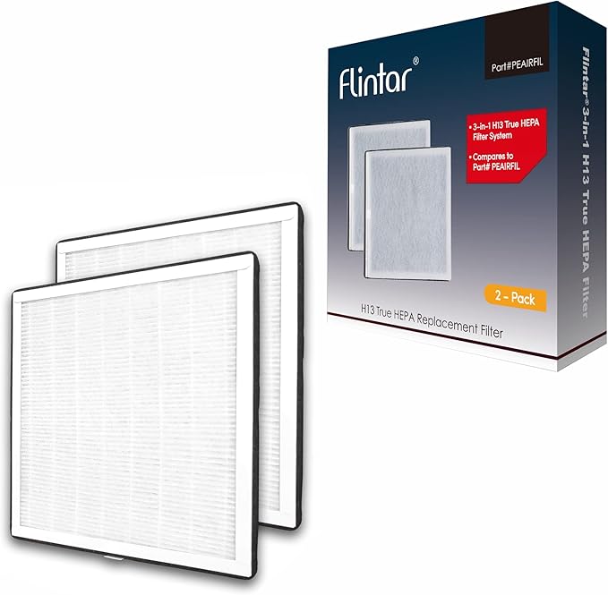 Flintar Replacement Filter, Compatible with Pure Enrichment PureZone Air Purifier PEAIRPLG, High Efficiency H13 grade 3-in-1 Filter, Part number PEAIRFIL, 2-Pack