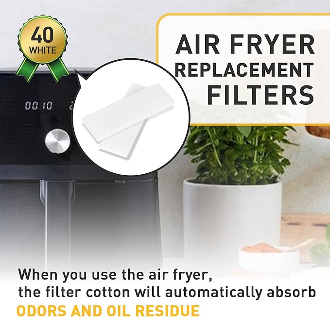 40 Pcs Air Fryer Replacement Filters for 6QT Instant Vortex Plus Air Fryer with ClearCook and OdorErase, Replacement Odor Erase Air Filters for Instant Vortex Plus 6QT