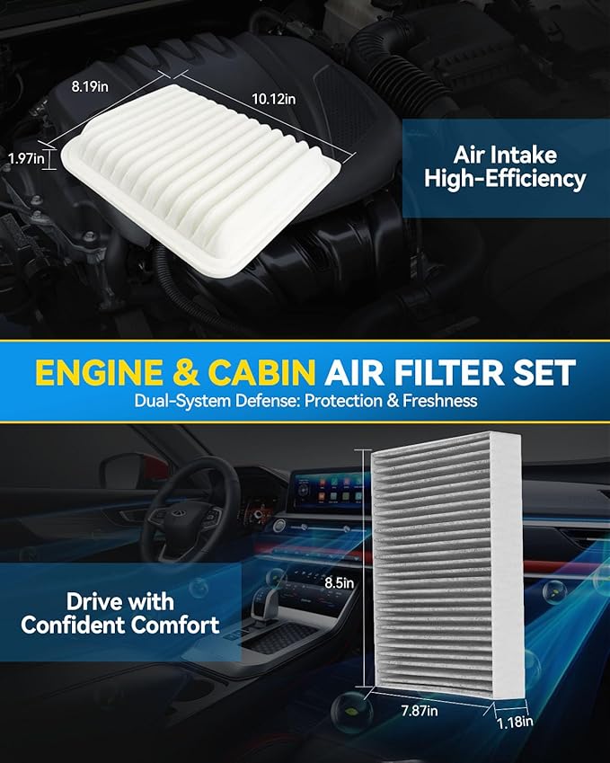 PHILTOP Engine & Cabin Air Filter Set, Compatible with Mitsubishi Outlander Sport 2013-2026, Outlander 2014-2020, Lancer 2013-2017, Replace CA10910 CF10140 Car Accessories