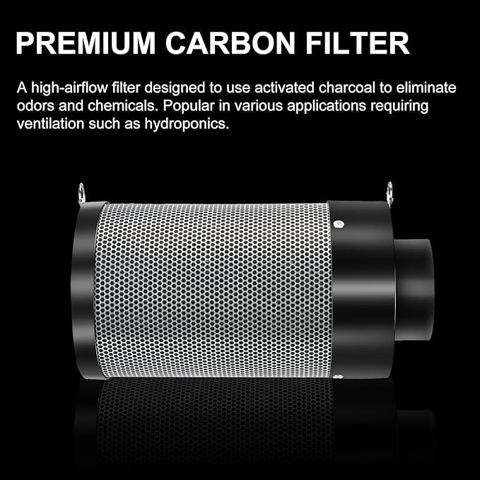 Atour 4'' Air Filtration Kit – 12-Speed Control, Quiet 14cm Fan & Carbon Filter. Includes 6.7' Ducting + Vent Cover. Perfect for Grow Tents, Indoor Gardens. Cool, Ventilate, Banish Odors – All-in-One.