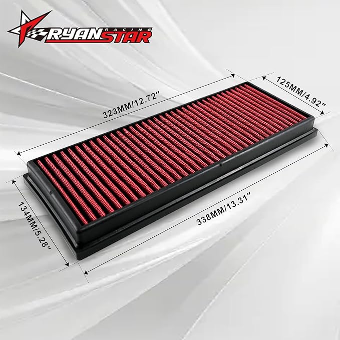 RYANSTAR RACING High-Flow Air Filter 33-2865 Compatible with Audi Volkswagen Washable and Reusable Improves Power and Throttle Response Designed for Lifelong Use