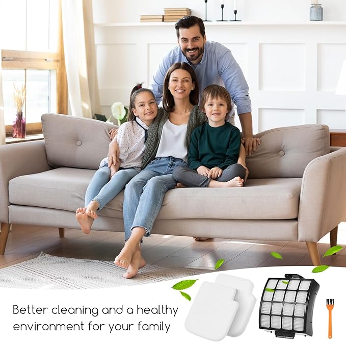 Replacement Filters for Shark Stratos AZ3002 AZ3000 AZ3000W DuoClean PowerFins Upright Vacuum Cleaner 2 Filters 4 Foam & Felt Filters 1 Cleaning Brush
