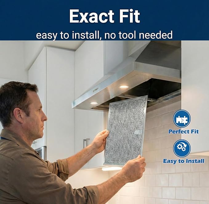 LL62F EMW3011863 Kitchen Range Hood vent Grease Mesh Charcoal Carbon Filter Compatible with LL6200 MM 6500 320VP K0793000 K0793-000 830731 GC-7504 8.5 x 11.25 x .375