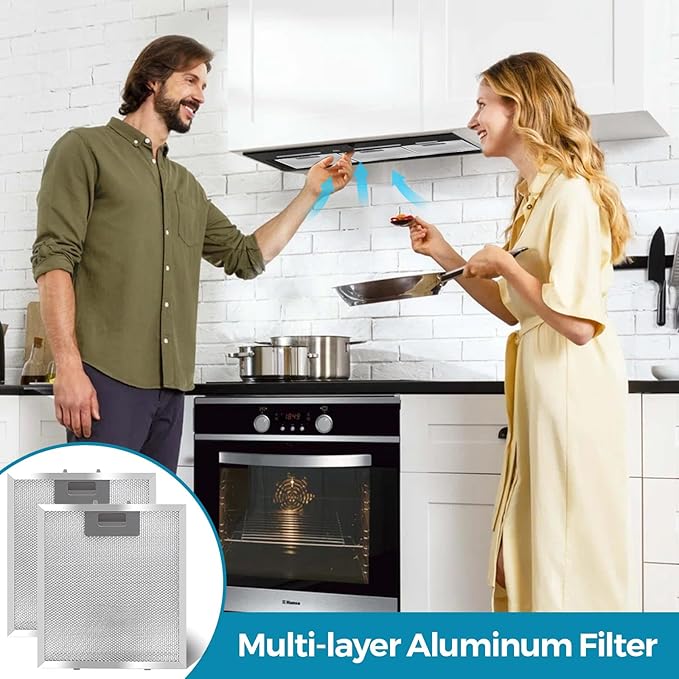 2-Pack S97018029 Range Hood Filter Replacement, 5-Layer Aluminum Mesh Grease Filter for Broan B5 Series & Compatible Hoods, 9x10.25 Inches, Fits Part #99010123, 88152, 97007996 By Seteams