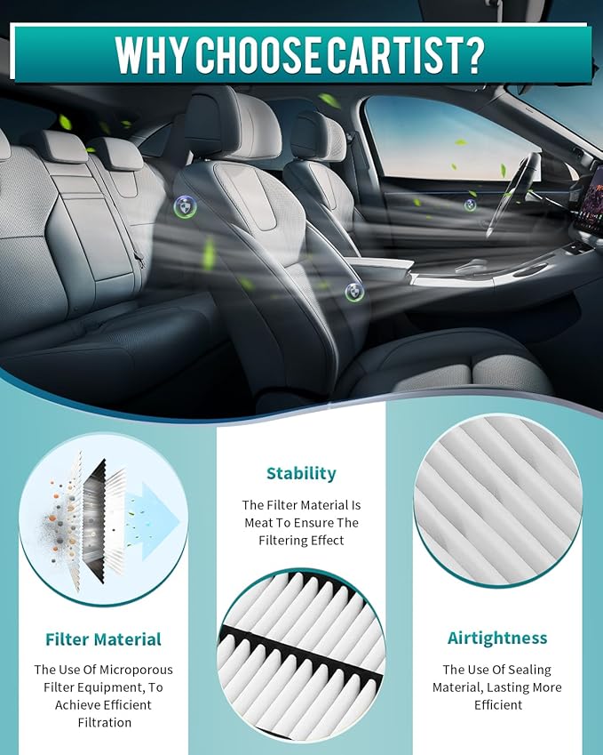Cartist 165465NA1C Replacement Engine Air Filter Compatible with Infiniti QX50 2019-2025, QX55 2022-2025 Automotive Air Filters (2 Pack)