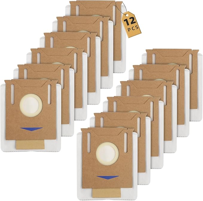12 Pack Vacuum Dust Bags for Yeedi K781+ Vac Station, Disposable Dust Bag Fit for ECOVACS Deebot OZMO T8 AIVI T8 Max N8 Pro Plus N8Pro T9 AIVI T9PRO T9MAX DX93 DDX96 N10 Plus Vacuum Cleaner