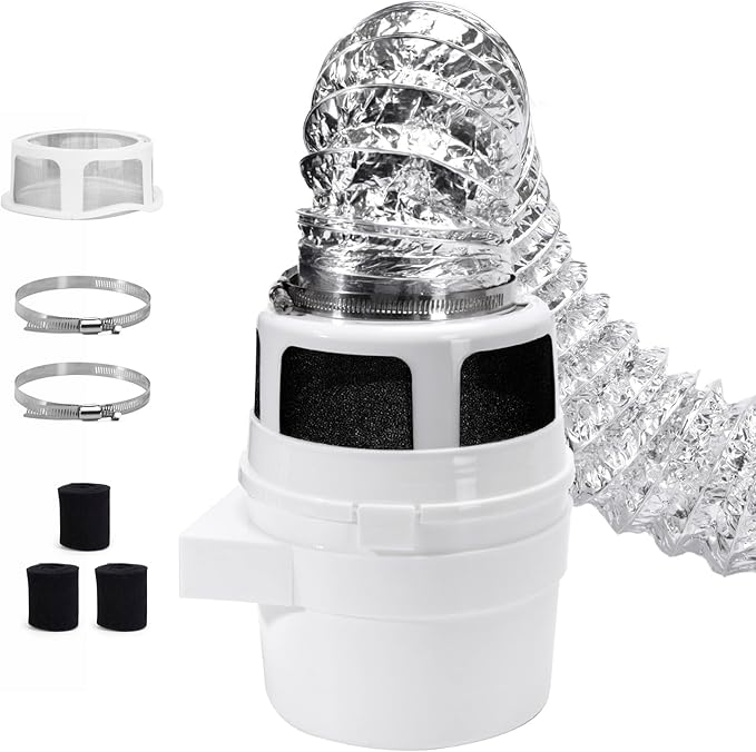 Upgraded Version - VIWINVELA 3 in 1 Indoor Dryer Vent Kit with Silver Dryer Vent Hose - Dryer Lint Catcher Water Filter Bucket - Dryer Lint Trap for Electric Dryer