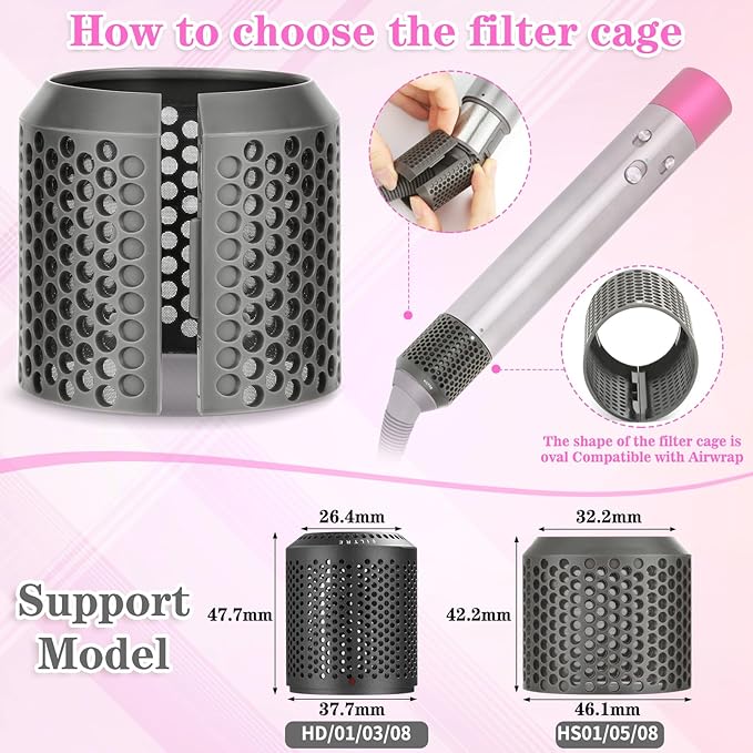 Outer Filter Cover Replacement for Dyson Airwrap Hair Styler HS01 HS05 HS08 Models Outer Strainer Magnetic Filter Cage Replacement Parts
