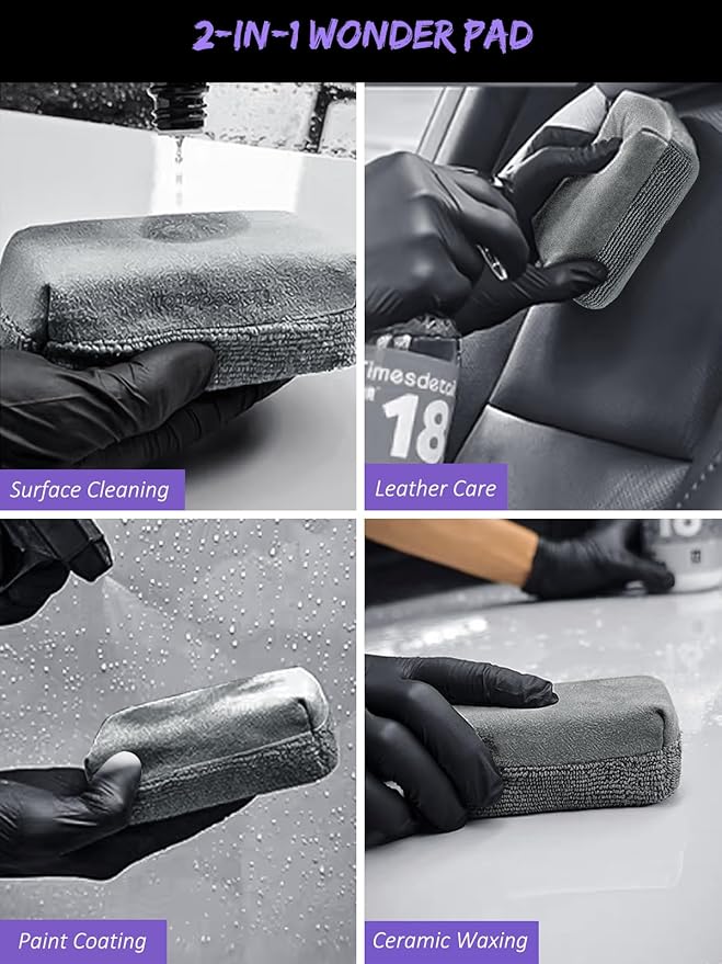 YeewayVeh 7PCS Motorcycle Cleaning & Polishing Kit - Ultimate All-in-One Care with Wax Applicator Pads, Detailing Brush & Weave Drying Towel | Safe for Chrome, Paint, Tires for Bikers