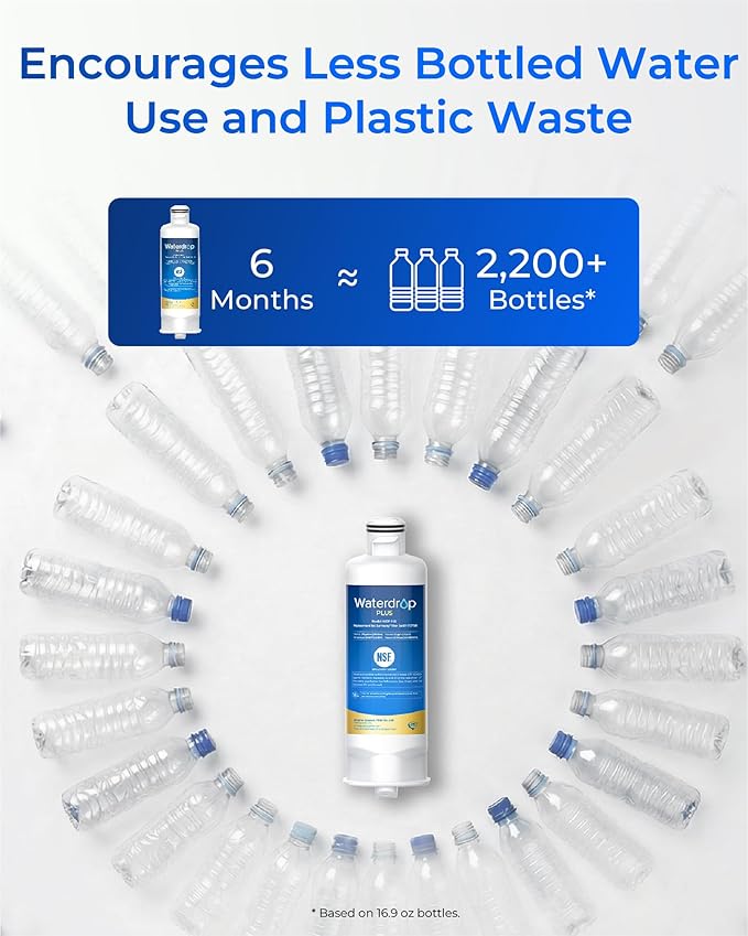 Waterdrop Plus DA97-17376B Water Filter Replacement for Samsung® HAF-QIN/EXP, DA97-08006C, NSF/ANSI 401&53&42&372 Certified Refrigerator Water Filter, 2 Filters (Package may vary)