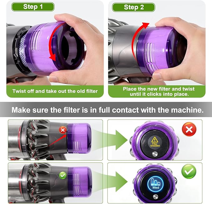 3 Pack V15 Filter Replacement for Dyso.n V15 Detect V11 Animal V11 Torque Drive Cordless Vacuum, Compare to Part # 970013-02