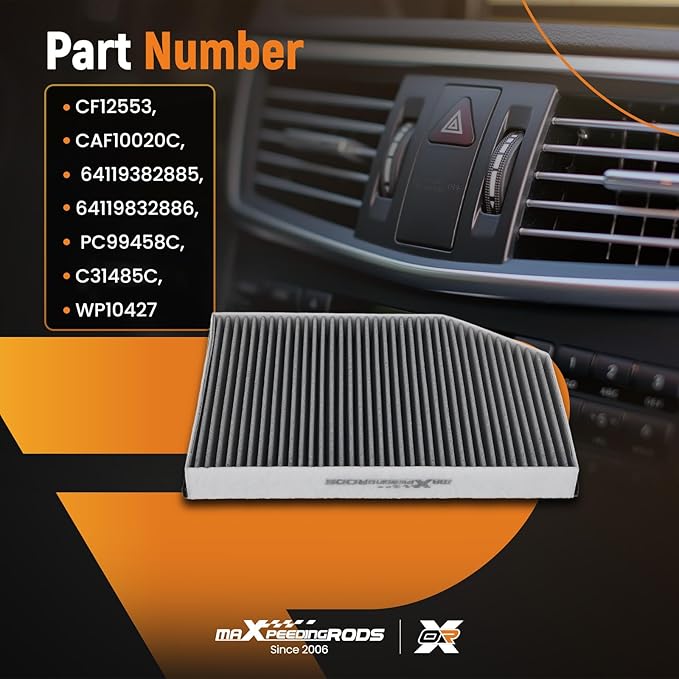 maXpeedingrods CF12553 Cabin Air Filter for BMW X3, X4, Z4, 230i, 330i, 330e, 330e xDrive, 430i, 430i xDrive, i4, iX3, M2, M3, M4, M440i, M440i xDrive; for Toyota GR Supra 2020-2023