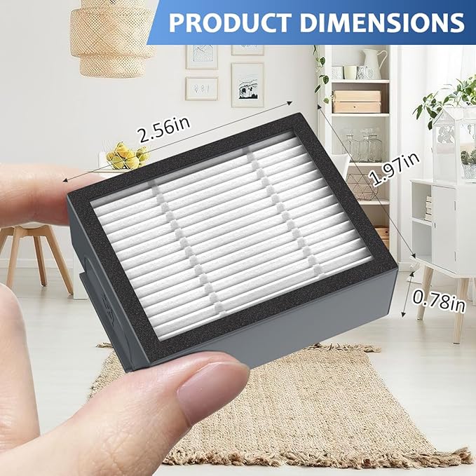 3-pack 4639161 High-Efficiency Filter for iRobot Replacement Parts Vacuum Filter, Roomba e, i & j Series, and Roomba Combo i1+ i3 i3+ i4 i5 and j5 Series