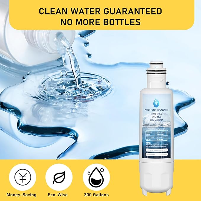 HX2019F-A HX2019FR-A Water Filter Replacement, Compatible With Hisense HRM260N6TSE, HRFD560SW, HRCD585BW, HRFD634BW, HRCD650BW, HRCD586TBWB and Mora MRM260N6TSE