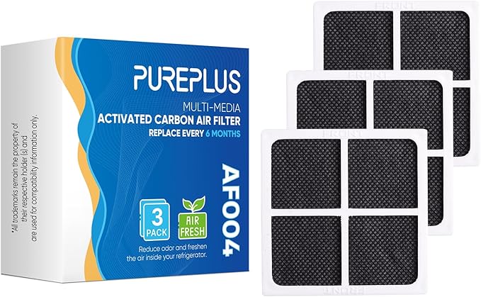 PUREPLUS LT120F Refrigerator Air Filter Replacement for LG LT120F, Kenmore Elite 469918, 9918, ADQ73214402, ADQ73214403, ADQ73214404, ADQ73334008, 3PACK, Dimensions 3.23" X 3.23"