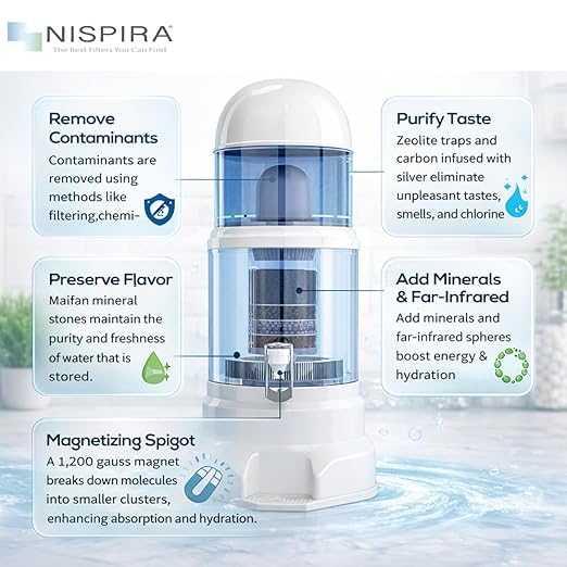 Nispira Super Mineral Water Purifier Tower System Filter 12L 3-Gallon Household Economical Drinking Pot Water Dispenser