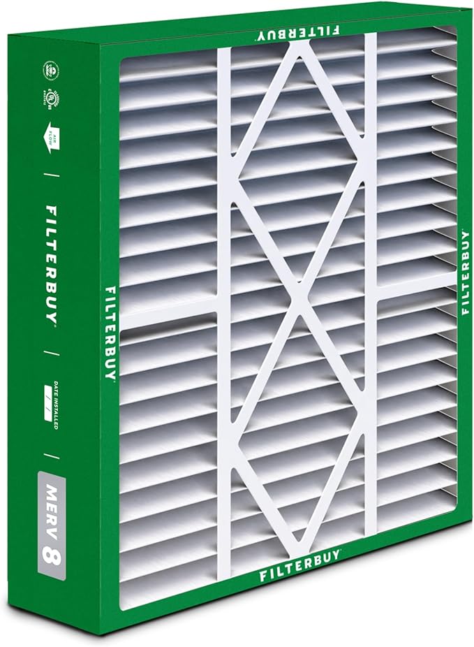 Filterbuy 20x25x5 Air Filter MERV 8 Essential Dust & Allergy Defense (3-Pack), Pleated HVAC AC Furnace Filters for Amana, Coleman, Goodman, Maytag, York, and More (Actual Size: 20.19 x 25.31 x 5.25)
