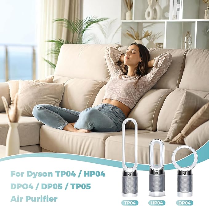 TP04 Filter Replacement Compatible with Dyson TP04 HP04 DP04 TP05 DP05 Air Purifier, 2-in-1 360° Combi True HEPA and Activated Carbon Filter,2 Pack