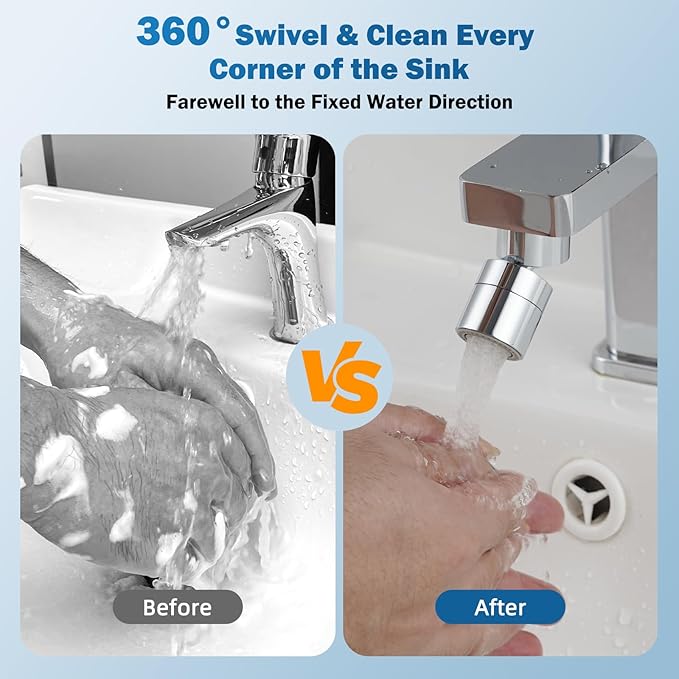 Hibbent Metal Faucet Aerator, 360-Degree Swivel Metal Kitchen Sink Aerator, Dual-function Sink Sprayer Attachment, Faucet Replacement Part 55/64'' Female Thread, Silver